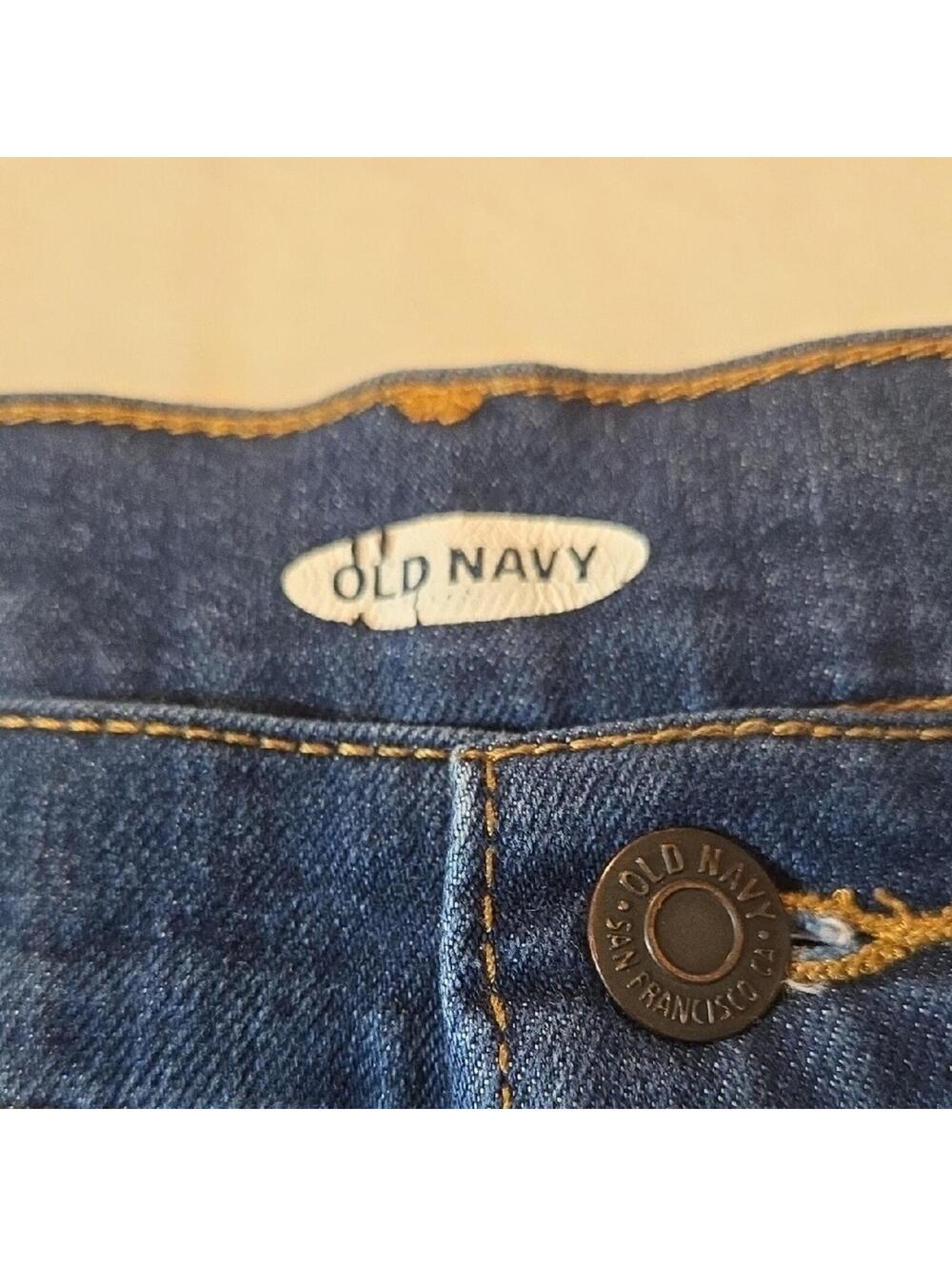 🎇 Old Navy Dark Blue Cuffed Jean Shorts Size 16 - Picture 2 of 5